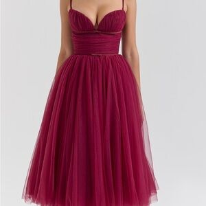 House of CB Deep Red Midi Dress